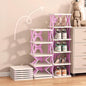 XDMTWLKJ Collapsible Shoe Rack Organizer 6 Tiers-Foldable Shoe Storage for Closet, Space-Saving Kid's Shoe Racks, No Assembly Shoe Shelves for Entryway, Living Room, Bedroom