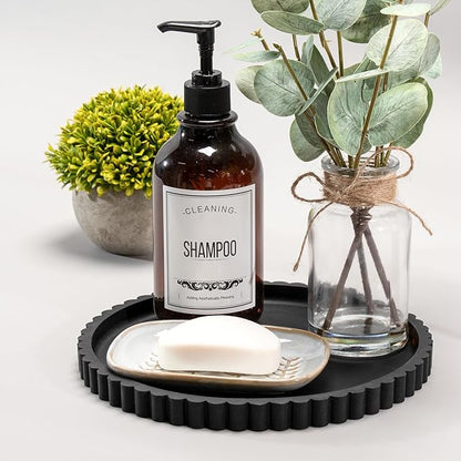 HighHerz Silicone Bathroom Countertop and Vanity Tray, Round Silicone Bathroom Tray, Modern Bathroom Decor, Coffee Table Decor, Decorative Tray for Candle, Perfume, Plants (Black, 9 inch)