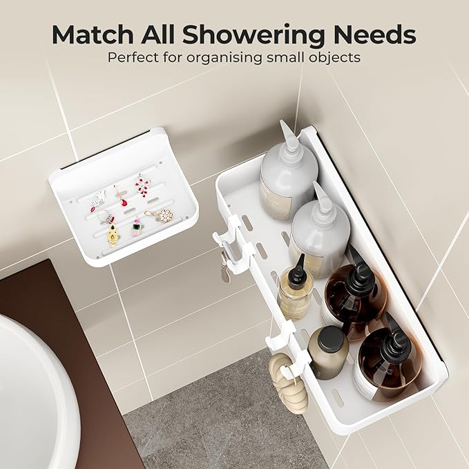 Orimade Shower Caddy 3-Pack, No-Drill Adhesive Shelves for Bathroom, Rustproof ABS Storage Organizer Set, White