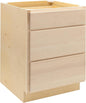 Quicklock RTA (Ready-to-Assemble) | Base Kitchen Cabinets - Shaker Style | Made in America (Raw Maple, 24" W x 34.5" H x 24" D 3 Drawer Pots and Pans)