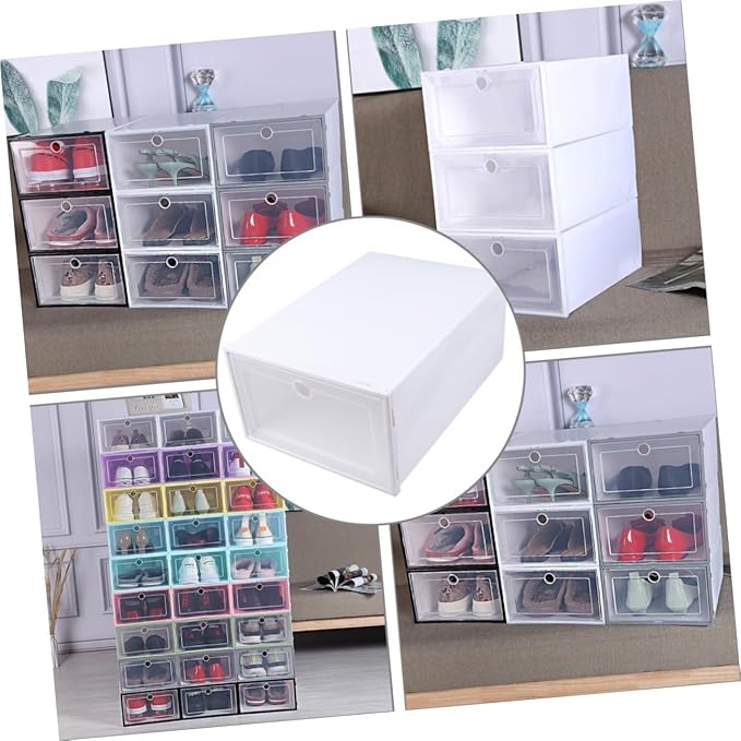 Gatuida 6pcs Transparent Stackable Shoes Box Organizer Drawer Design Shoe Storage Container for Easy Access and Dust