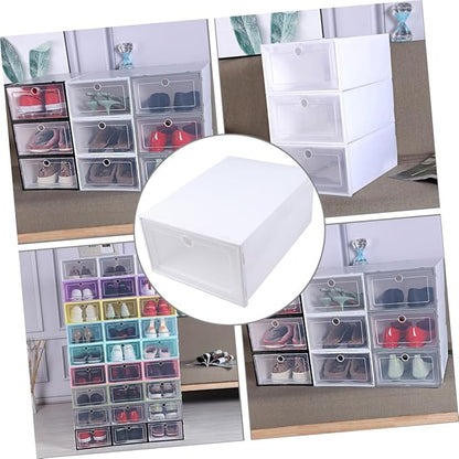 Gatuida 6pcs Transparent Stackable Shoes Box Organizer Drawer Design Shoe Storage Container for Easy Access and Dust