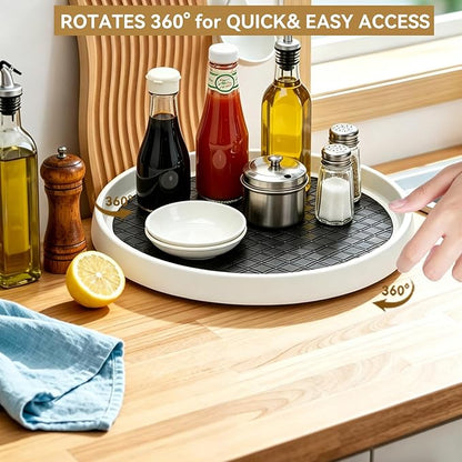 Lazy Susan Turntable Organizer 4 Pack - 10 Inch 360° Rotating Trays for Kitchen Cabinet, Pantry, Countertop, Fridge - Non-Skid Spice Rack Storage for Bathroom, Vanity, Makeup