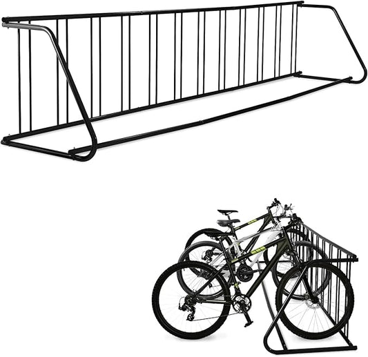 12-Bike Single-Side Floor Bike Rack, Heavy Duty Steel Freestanding Bicycle Parking Stand with Ground Fixing Kit, 122" L Commercial Grade for Garage, Apartment, School, Retail Store