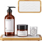 Water Absorbing Stone Tray for Sink, Kitchen Sink Caddy Organizer, Diatomite Bathroom Vanity Counter Tray, Soap Dispenser Sponge Holder, Fast Drying Stone Faucet Mat with Bamboo Tray