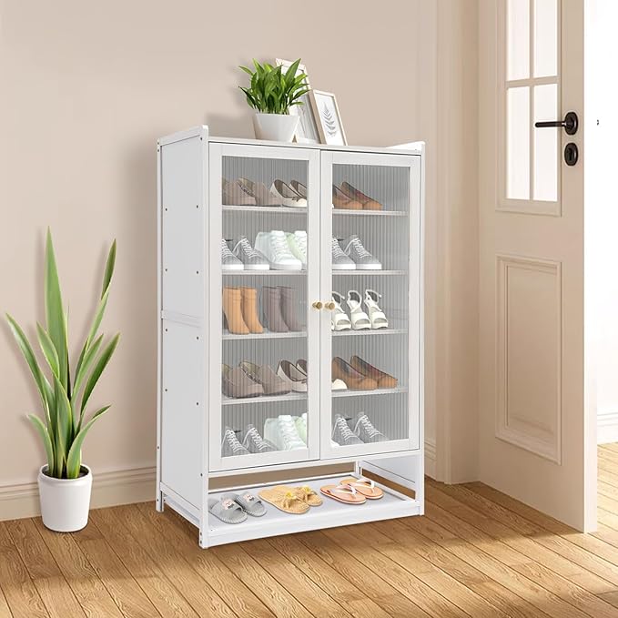 7-Tier Shoe Rack Organizer for Closet - Shoe Shelf - Stackable with Door - Easy Assembly, LARGE