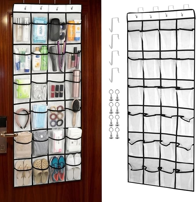 2Pcs Cruise Magnetic Door Organizer with Hooks, Magnetic Door Organizers with 24-Pocket for Cruise Ship, Strong Anti-Scratch Magnets, 2025 Cruise Essential, 8 Hooks, Behind-Door Storage