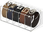 FEMELI Belt Organizer, Acrylic 5 Compartments Container Storage Holder, Clear Display Case for Closet Tie and Bow Tie