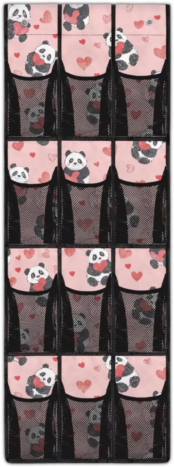 Panda Pattern Hanging Shelves Over the Door Organizer Storage for Closet with 12 Pockets,Nursery Organization,Over The Door Organizer,Organizer for Bedroom Bathroom,Kitchen