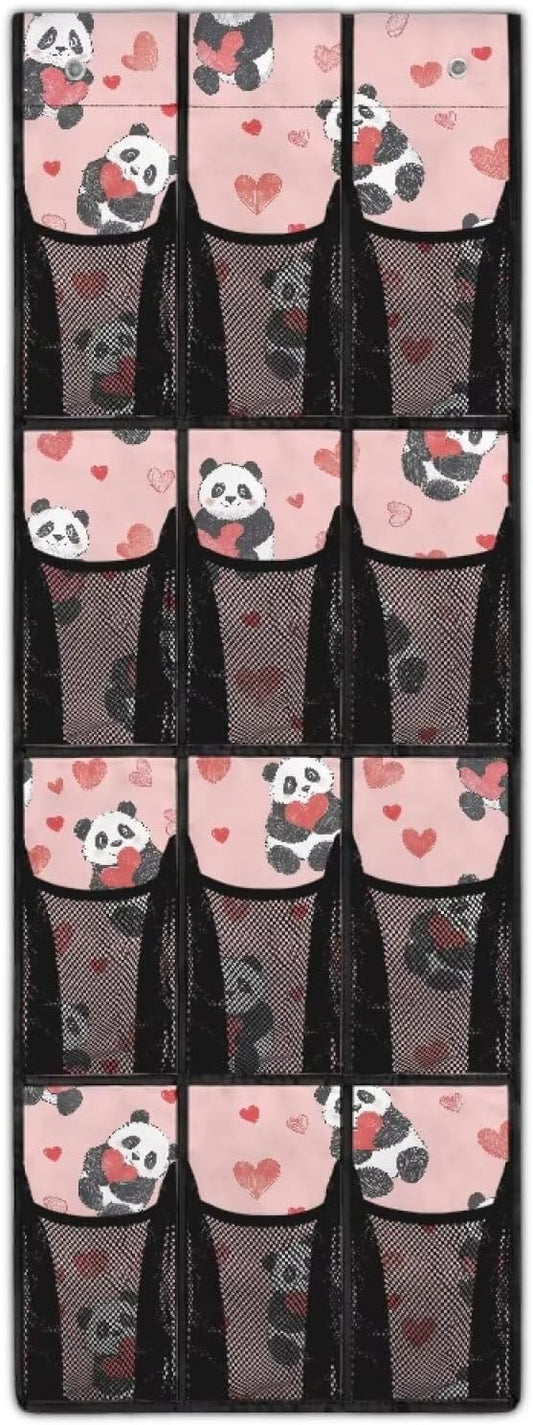 Panda Pattern Hanging Shelves Over the Door Organizer Storage for Closet with 12 Pockets,Nursery Organization,Over The Door Organizer,Organizer for Bedroom Bathroom,Kitchen