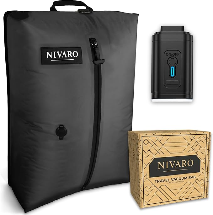 Travel Vacuum Compression Bags | Large 30L 1-Pack | Waterproof & Reusable | Space Saver Bags for Luggage | Wireless Pump Included