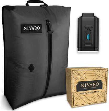 Travel Vacuum Compression Bags | Large 30L 1-Pack | Waterproof & Reusable | Space Saver Bags for Luggage | Wireless Pump Included