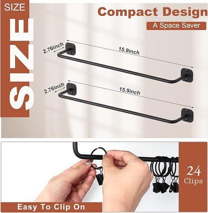 Hat Rack for Wall 24 Baseball Caps Modern Metal Hat Organizer with 24 Clips Hat Holder Wall-Mounted Storage Display for Closet Bedroom Entryway Laundry 2 Pack
