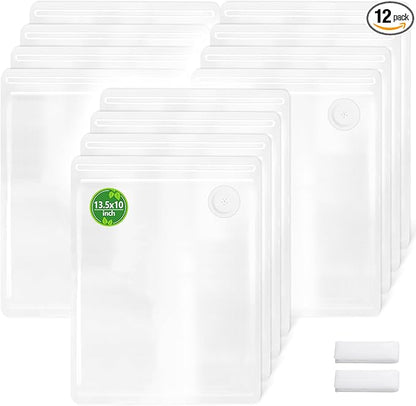 FIRAWER Reusable Vacuum Sealer Bags - BPA-Free, Leakproof Food Storage Bags for Sous Vide, Freezer & Meal Prep | Compatible with Most Vacuum Sealers (13.5 * 10in Bags 12Pcs)