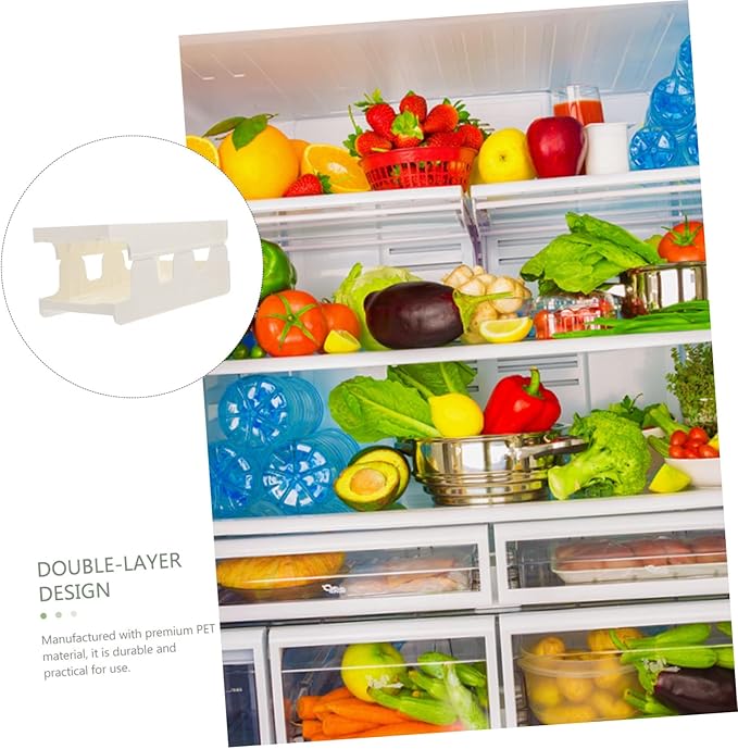 Beverage Can Organizer Double-layer Refrigerator Storage for Soda and Beer Cans Pet Material for Kitchen Counters Freezers and Rvs