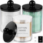 SheeChung 3 Pack Acrylic Qtip Holder Dispenser,Bathroom Jars with Lids Set for Cotton Swabs,Balls,Pads,Floss,Clear Plastic Canisters Apothecary Jars,Bathroom Essentials Makeup Vanity Organizer(10oz)