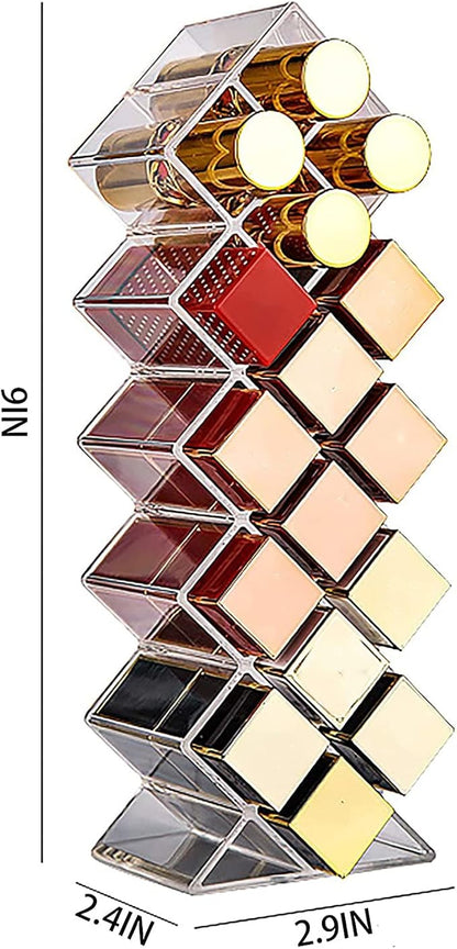 Cedilis 4 Pack Acrylic Lipstick Holder Organizer, 64 Slot Clear Lip Gloss Storage Organizer, Fish Shape Lipstick Display Stand Tower for Cosmetic Makeup and Dresser Display
