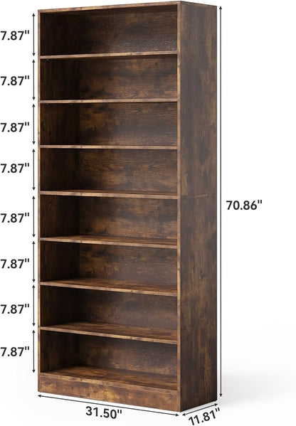 LITTLE TREE 9-Tier Shoe Cabinet, 32 Pairs Wooden Shoes Cabinet with Adjustable Shelves, 70.9" Tall Shoe Cabinet, Freestanding Modern Shoe Rack Organizer for Living Room Bedroom Entryway, Rustic Brown