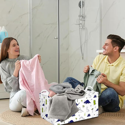 Boy Dinosaur Storage Basket, Dino Kids Large Storage Bins Box with Handles,Shelf Basket Ideal for Room Nursery Decor, Books, Organizing Clothes (Dinosaur)