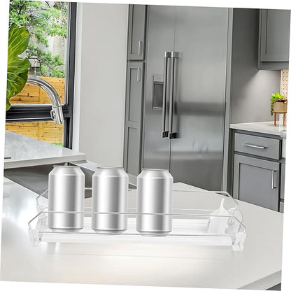 Ciieeo Soda Can Dispenser for Refrigerator Automatic Beverage Organizer Sliding Rails High Storage Capacity and Construction Touchless Cold Drink Propeller Rack for Home and Supermarket