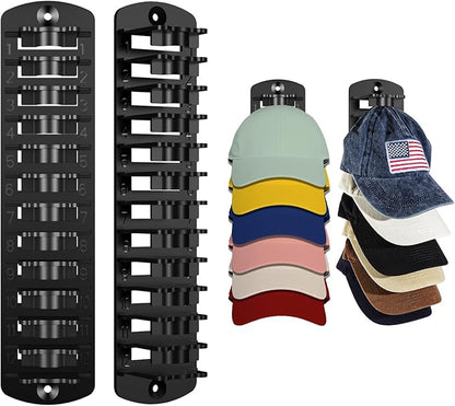 Hat Organizer for Baseball Caps, Hat Rack for Wall, Strong Adhesive Hat Storage Display Holder, Wall Mounted Hat Hooks Cap Holders for Door Closet Bedroom (1)