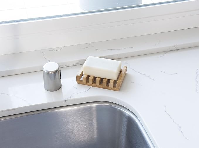 Bamboo Naturals Bar Soap Dish for Sink or Shower, Odor Resistant Tray, Sustainable Bamboo Wood Holder, Great for Bathrooms and Kitchens