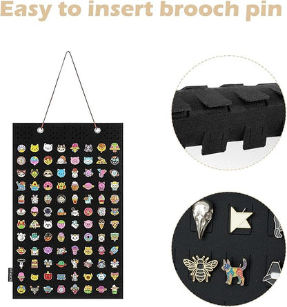 Pin Display - 96 Slots Felt Hanging Brooch Pin Organizer - Enamel Collection Brooch Pins Organizer