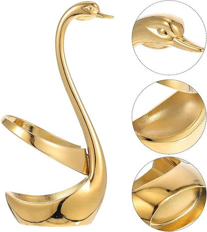OSALADI Swan Base Fork Holder Zinc Alloy Flatware Organizer Compact Kitchen Countertop Storage Rack for Spoons and Forks Home and Restaurant Table Decoration