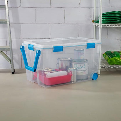 STERILITE 120 QT. Plastic Storage Container with Gasket Latch LID in Clear, 12-Pack