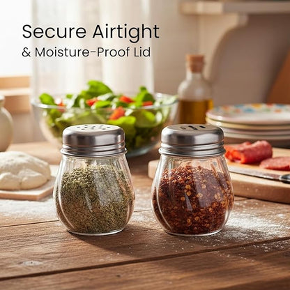 Oblivion Spice Box 2 Pcs – Oregano & Chilli Flakes Dispenser Set – Unbreakable Plastic Spices Shaker with Stainless Steel Lid – BPA-Free & Reusable Easy Pour Seasoning Jars for Kitchen & Dining Table