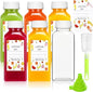 Plastic Juice Bottles with Caps 6 pcs - 12oz Reusable Juice Containers with Tamper Proof Lids White - Clear Juicing Bottles for Juicing Milk Smoothie Drinking and Other Beverages Christmas Gifts