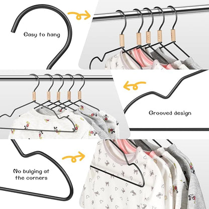 VWV Black Aluminum Hangers, 20 Pack Baby Hangers?12.6 Inch Children Baby Hanger, Sturdy Metal Children Clothes Hangers for Wardrobe, Space-Saving Toddler Hanger