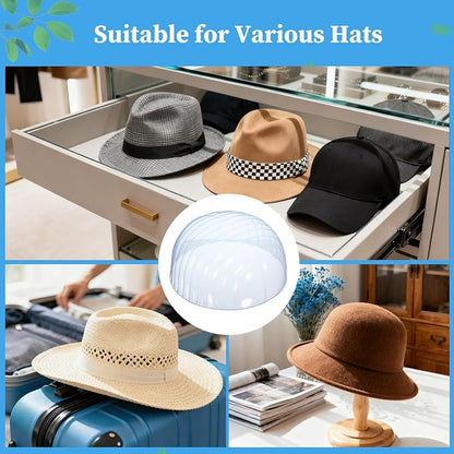 Homoyoyo 10Pcs Baseball Cap Shaper Inserts Clear PVC Hat Inner Support Dome Anti-Deformation Display Holder for Closet Organization and Travel Storage