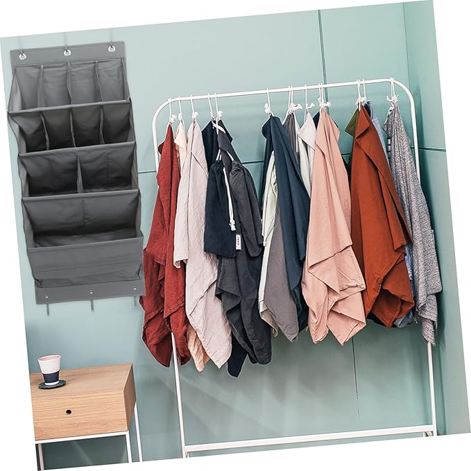 Happyyami 1Set Multi Layer Closet Hanging Pouch Over the Door Storage Organizer for Shoes Craft Supplies and Essentials Easy Install No Tools Needed Grey