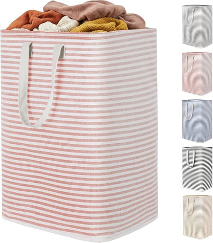 Lifewit 1 Pack Laundry Basket 80L Each, Collapsible Clothes Hamper with Reinforced Handles, Freestanding Waterproof Design for Bedroom and Laundry Room, Pink 80L Total