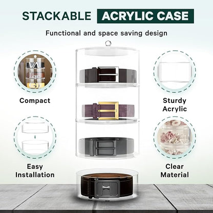 Acrylic 5-Layer Organizer & Display Case for Belts, Jewelry, Kitchen, and Closet Accessories - Transparent Storage for Watches, Rings, and Cosmetics