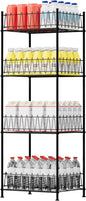 smusei Water Bottle Organizer Rack 4 Tier Free Standing Bottled Water Storage Organizer for Floor, Metal Beverage Soda Can Dispenser Shelf Holder Stand for Kitchen Pantry Office, Black