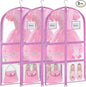 Garment Bags for Dance Costumes - 40 Inch Clear PVC with 5 Zipper Pockets (3 Pack) - Kids Dance Garment Bag for Dancers, Hanging Clothes Storage, Competitions & Travel (Clear Pink)