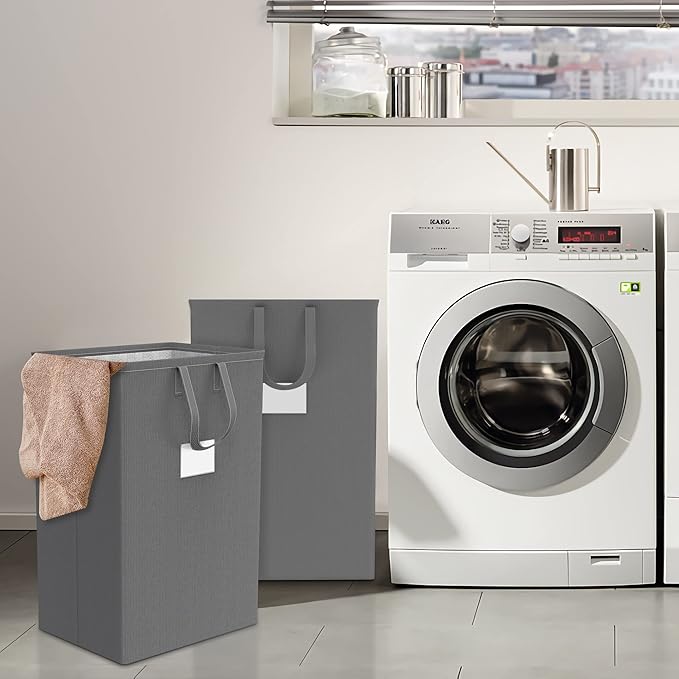 75L Large Laundry Hamper with Handles, Dirty Clothes Hamper for Bedroom Waterproof, Freestanding Tall Laundry Basket Waterproof, Hamper for Bedroom, Bathroom, Dorm, Toys Storage(Grey）