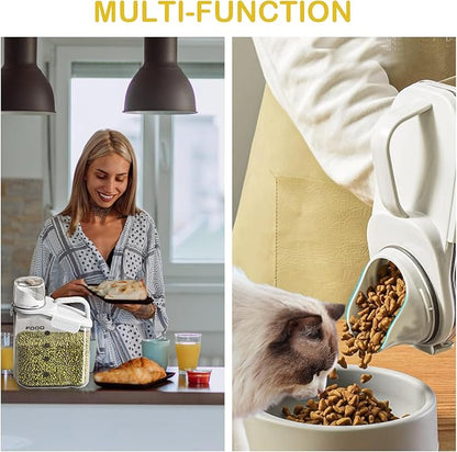 8.27" x 4.33" x 10.63" Dry Food Storage Container with Measuring Cup Lid – 2L Cereal Dispenser Rice Storage Box with Handle – BPA-Free Airtight Grain Container for Kitchen, Pantry, or Pet Food