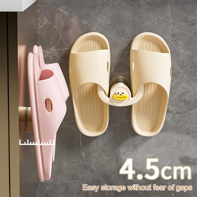 ANIS·KEAAR 2PCS 2026 Cartoon Duck-Mouth Slipper Hanger - No-Drill Wall-Mounted Storage Hook, High Load-Bearing, Detachable & Washable Slipper Organizer for Bathroom Entryway Home