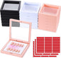 meekoo 30 Pcs Press on Nail Packaging Box with 90 Pcs Adhesive Double Sided Tape Artificial Nail Display Case Storage Container Box Acrylic Packaging Organizer for Home Salon Art (Black, White, Pink)