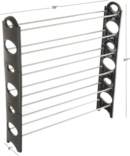 Home-Complete Stackable Shoe Rack – 6-Tier Shoe Organizer for Closet, Bathroom, Entryway – Footwear Shelf Holds 24 Pair Sneakers, Heels, and Boots