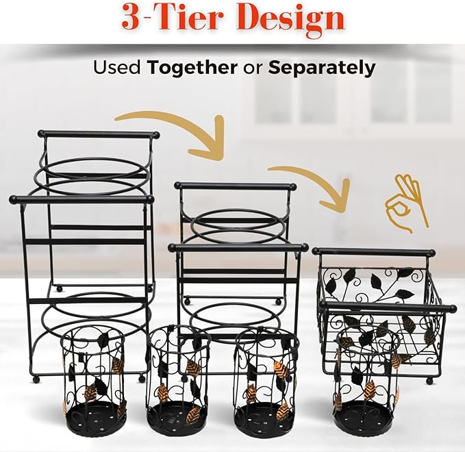 Chaffing Dish Buffet Set – 3-Tier Chaffee Buffet Set with Plate, Napkin and Silverware Holder – Buffet Caddy Plate Holder Organizer for Kitchen, Dining, Entertainment – Tiered Organizer