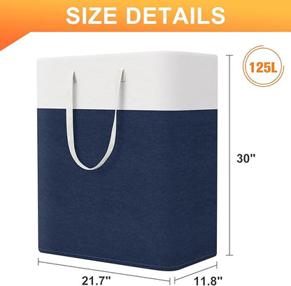 TasticTotes laundry basket 3-Pack, laundry hamper, Hamper with handles, collapsible laundry baskets, Waterproof dirty clothes hamper, Towel Storage for Home or Dorm, 125L-Blue