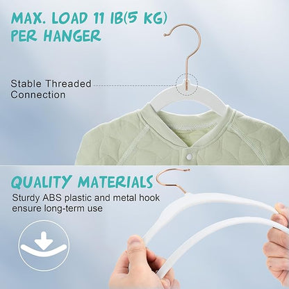 50 Pack Velvet Baby Hangers Non-Slip Clothes Hanger with Swivel Hooks, Space Saving Infant Toddler Closet Organizers, Ultra Thin Durable Child Hangers for Nursery, Kids, Children Wardrobe