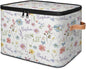 Custom Watercolor Flower Storage Bins with Lid, Foldable Personalized Storage Basket Boxes with Handle Shelf Basket Closet Organizer Cube