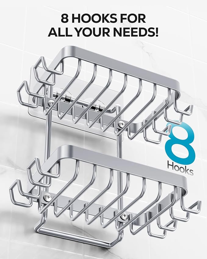 Nieifi Adhesive 2 Tier Bar Soap Holder, Stainless Steel for Shower Wall, Soap Dish for Bathroom, Gray