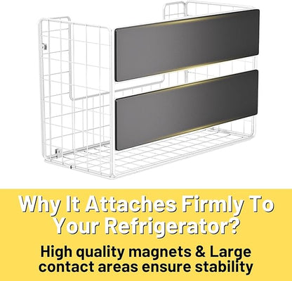Ofiray-home Magnetic Fridge Shelf, Fruit Potato & Onion Storage Bins, Pantry Organizers, Large Container Basket for Refrigerator, Kitchen Counter, Cabinet (1, White)