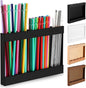 Qinyoung Wooden Straw Holder for Cabinet Door with Double Sided Adhesive Tape Tumbler Straw Organizer for Cupboard Reusable Tumbler Storage Container for Kitchen Counter(Black)